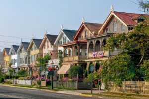 A row of houses that you could see after moving to Bergen County.