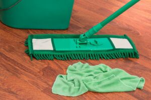Mop and rag for keeping your floors clean.