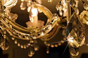 Your chandelier will arrive at your new residence in perfect condition! A close up of a chandelier.