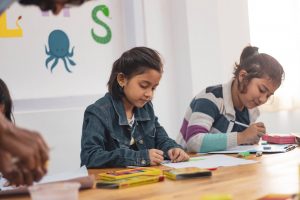 You should decide whether you want your child to attend a public or a private school – there are pros and cons to both options. a couple of schoolgirls