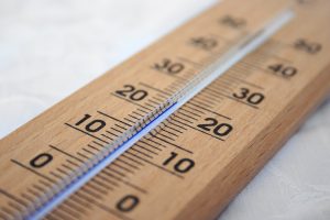 Is the weather becoming too hot? Not a problem with a climate-controlled storage unit! A centigrade gauge.