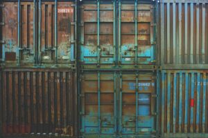 Rusty storage containers.