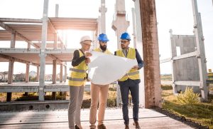 People planning the construction of a building