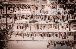 You do not need this many locks if you have the right one Many locks on a bridge